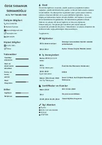 Acil Tıp Teknisyeni CV Örnekleri cv indir